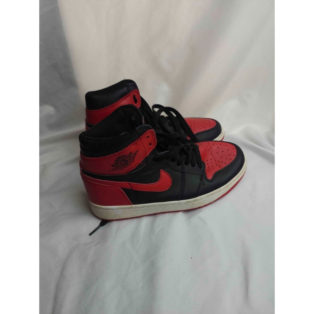 Jordan 1 Retro High OG Bred Toe Sneakers Size 7 Black Red White Shoes 555088-023